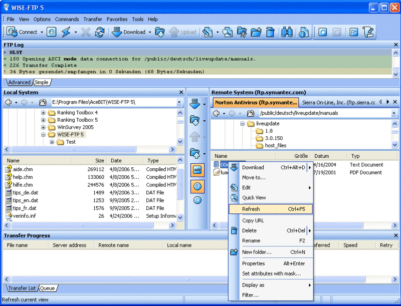 WISE FTP Screenshot